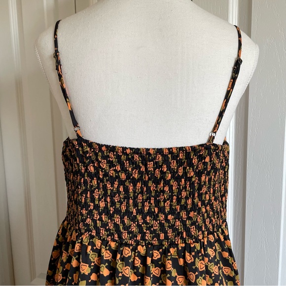 UO Mariah Lace-Up Midi Slip Dress Women’s Ladies L Heart Print Smocked Romance - Picture 7 of 12